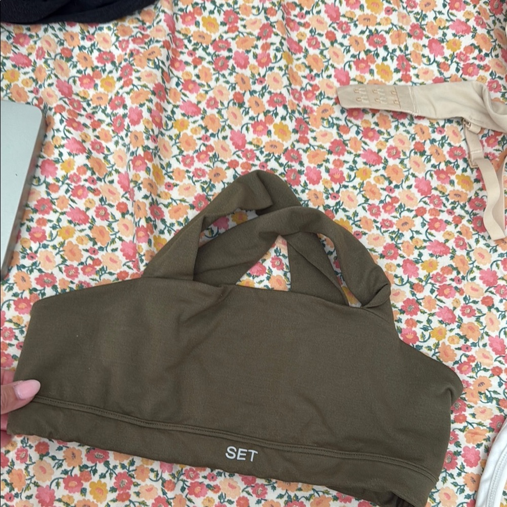 Olive Green Sports Bra